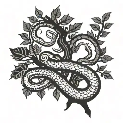 tree and snake made to wrap around arm right above elbow tattoo design idea