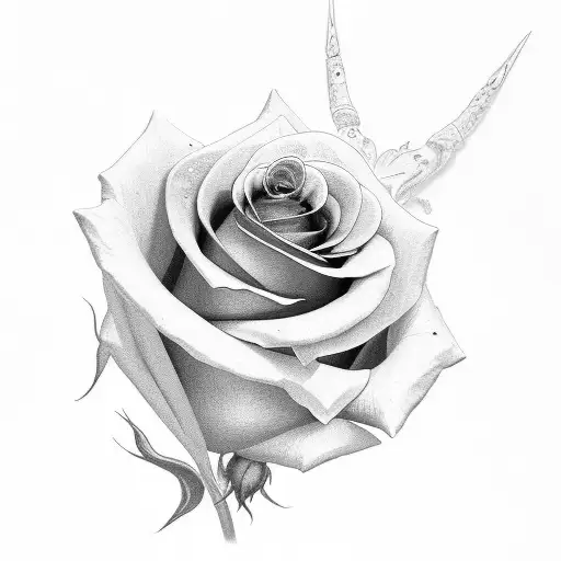 rose with ember pedals tattoo design idea