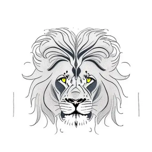 lion forward facing with bird image for back of arm tattoo design idea