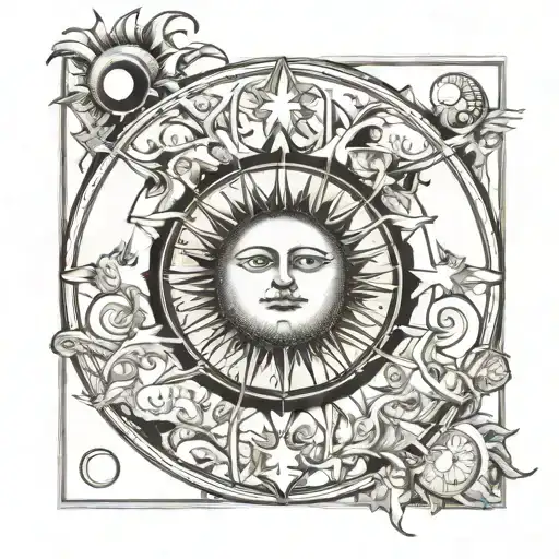 sun moon  tarot astrology  tattoo design idea