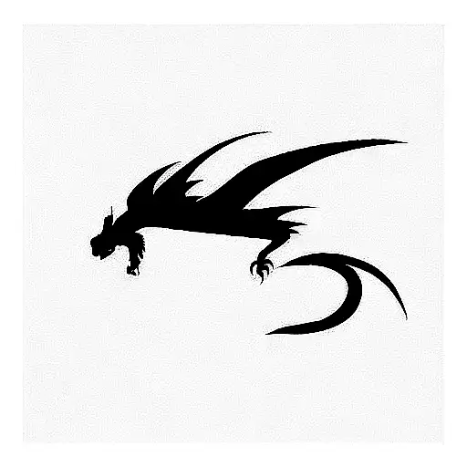 Dragon taking flight side view beating wings tattoo design idea