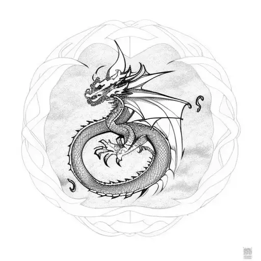 Dragon taking flight tattoo design idea