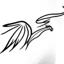 dragon flying side view large wings long tail tattoo design idea