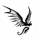 dragon flying side view large wings long tail tattoo design idea