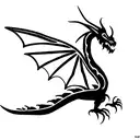 dragon flying side view large wings long tail tattoo design idea