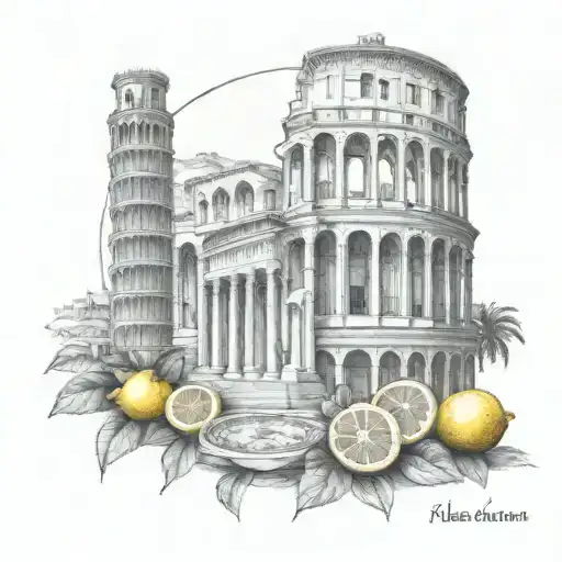 pisa, casino, pompeii, travel, lemon, amalfi  tattoo design idea