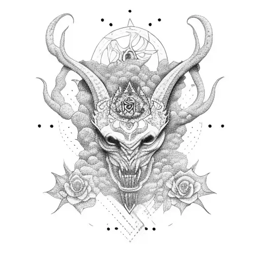concha de mar enredada con ramas de uva, media luna, sol,  tattoo design idea