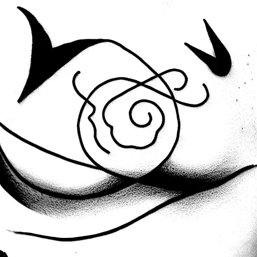 concha de mar enredada con ramas de uva, media luna, sol,  tattoo design idea