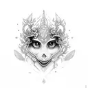 concha de mar enredada con ramas de uva, media luna, sol,  tattoo design idea