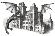 dragon attack town hall tower tattoo design idea