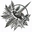 gungnir spear with crow feathers growing out of one side tattoo design idea