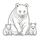 A tattoo of a mother bear with three cubs representing Polina, Olesya, and Maryana, in a dotwork style tattoo design idea