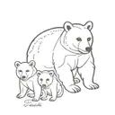A tattoo of a mother bear with three cubs representing Polina, Olesya, and Maryana, in a dotwork style tattoo design idea