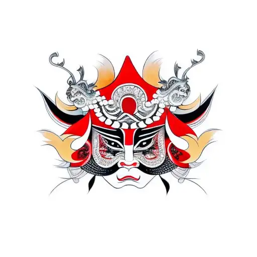 kabuki masks tattoo design idea