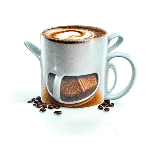 coffee mug and chocolate bar tattoo design idea