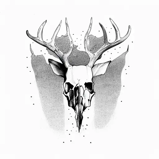  dark style Deer skull tattoo design idea