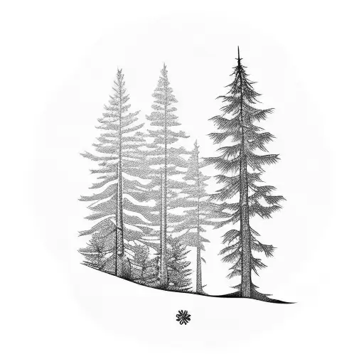 east Texas pine trees tattoo design idea