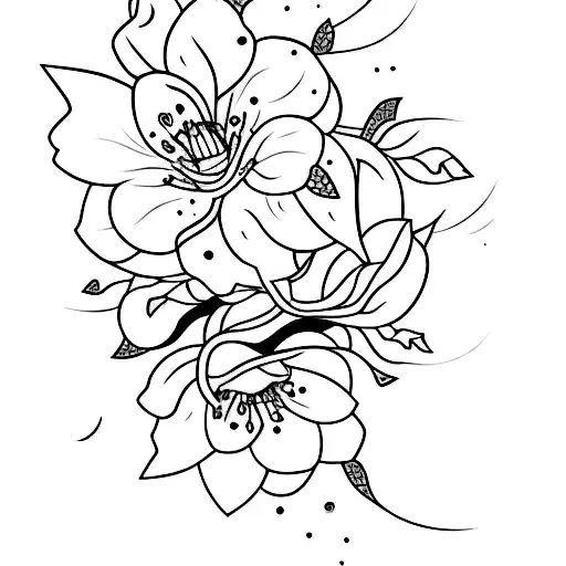 A new-school design featuring a katana transforming into cherry blossom petals tattoo design idea