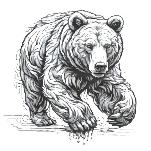 bear walking tattoo design idea