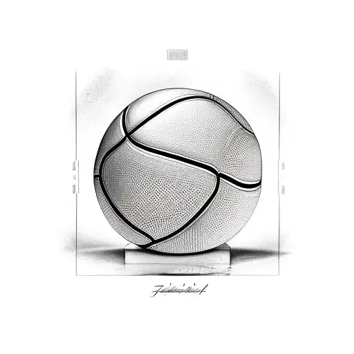 A basketball hoop with the names Zach, Gabbie, Lucas, and Michael engraved on it tattoo design idea