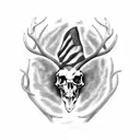 american flag with 1776 and deer skull and antlers  tattoo design idea