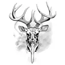 american flag with 1776 and deer skull and antlers  tattoo design idea