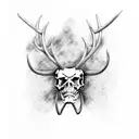 american flag with 1776 and deer skull and antlers  tattoo design idea