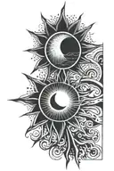 scorching sun with long sunbeams  tattoo design idea