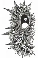 scorching sun with long sunbeams  tattoo design idea