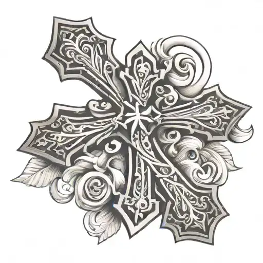 cross with verse Matthew 6:34 tattoo design idea