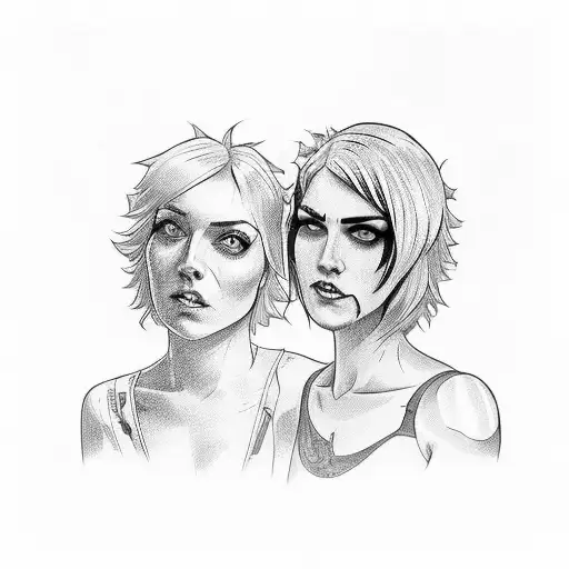 Ramona Flowers and Envy Adams fighting tattoo design idea