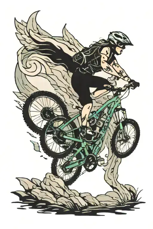 Girly mountain biker tattoo design idea