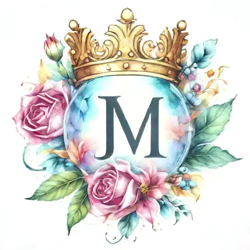 the letters j&m with a crown  tattoo design idea