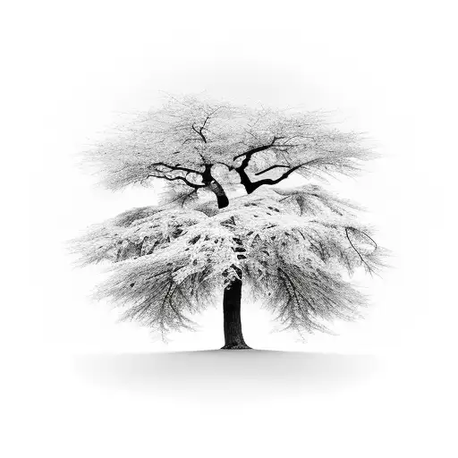black and white Bare tree  tattoo design idea