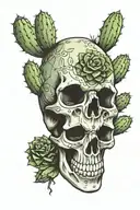 cactus skull tattoo design idea