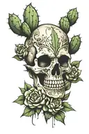 cactus skull tattoo design idea