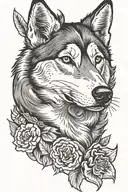 Ginger  husky dog tattoo design idea