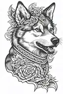 Ginger  husky dog tattoo design idea