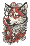 Red husky dog tattoo design idea