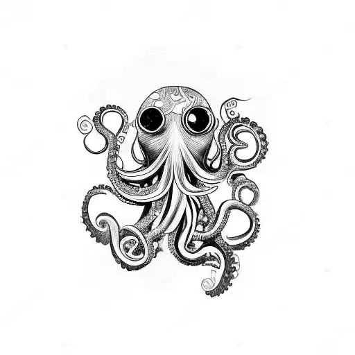 A DJ mixing console with octopus tentacles as the sliders and knobs tattoo design idea
