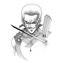 roronoa zoro forearm half sleeve tattoo design idea