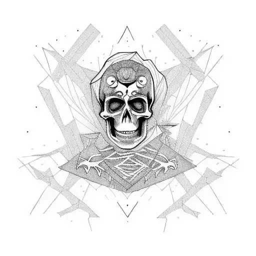 gothic skeletal music rock and roll linework  tattoo design idea