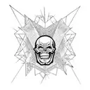gothic skeletal music rock and roll linework  tattoo design idea