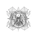gothic skeletal music rock and roll linework  tattoo design idea