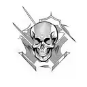 gothic skeletal music rock and roll linework  tattoo design idea