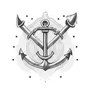 an anchor With coordinates underneath  tattoo design idea