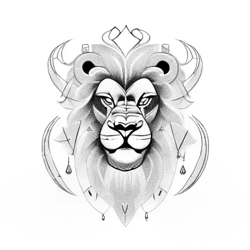 viking lion girl tattoo design idea