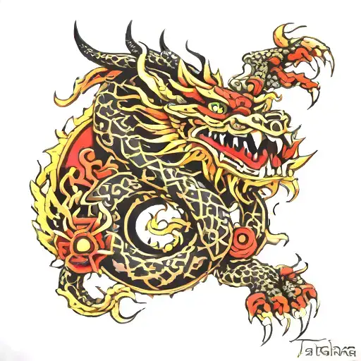 mechanical thai dragon tattoo design idea