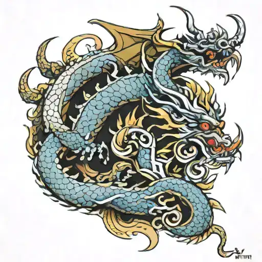 mechanical thai dragon tattoo design idea