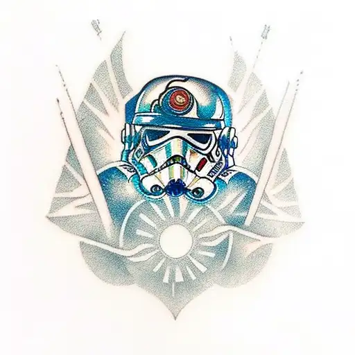 A unique tattoo design combining elements of Star Wars, old school style, and a reference to Stay Gold Pony Boy tattoo design idea